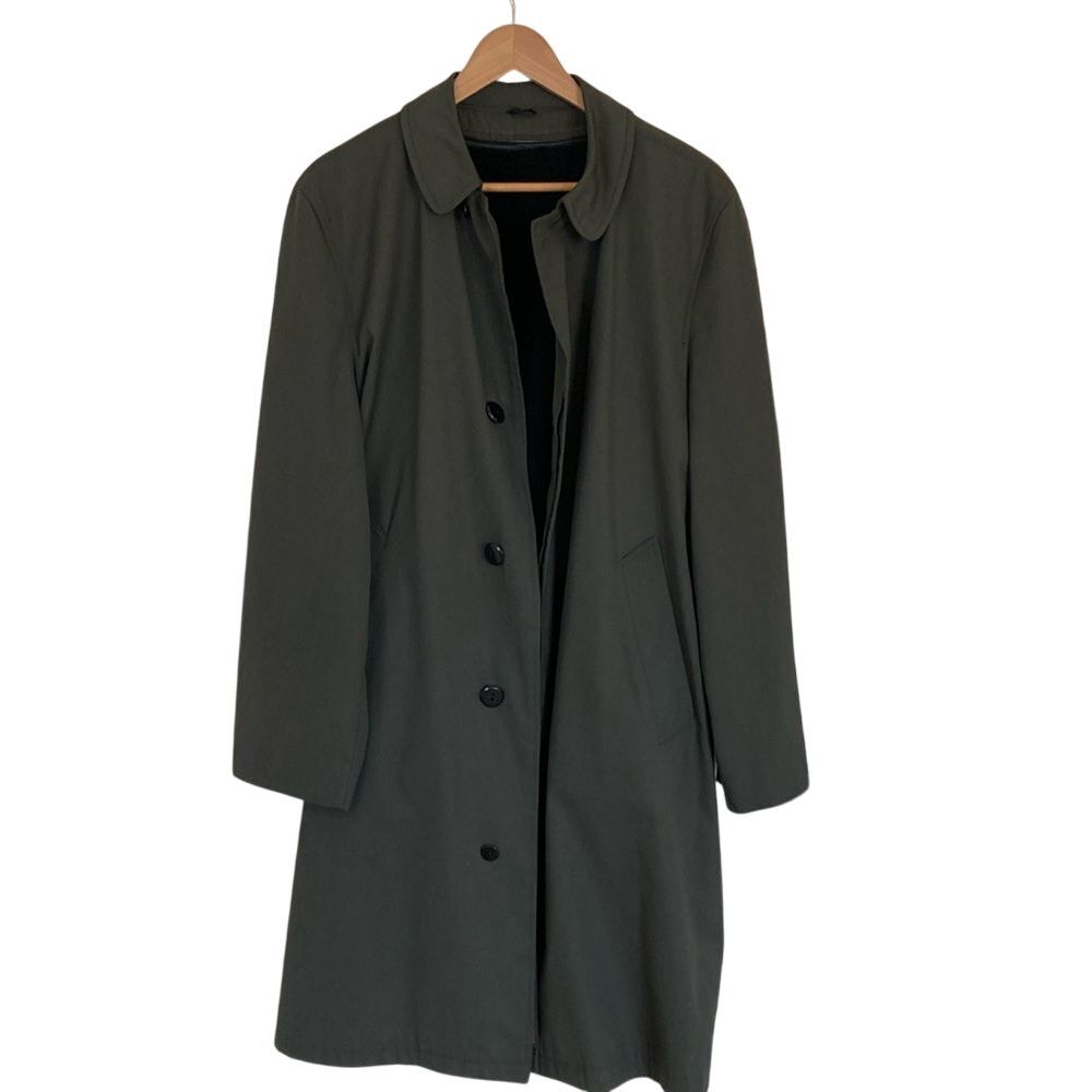 Townsman Mens Trench Top Coat Olive Size 38R Removalbe Lining Button Front‎